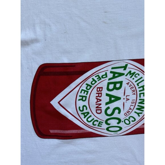 Vintage 90s Tabasco Hot Sauce Promo XL White Wrap Around Art Rare Food - Picture 10 of 16